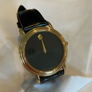 Movado Vintage Zales Exclusive Mens Black Strap Watch